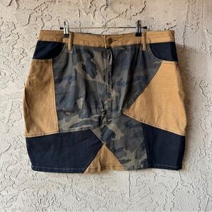 American Bazi Patchwork Camo Mini Skirt